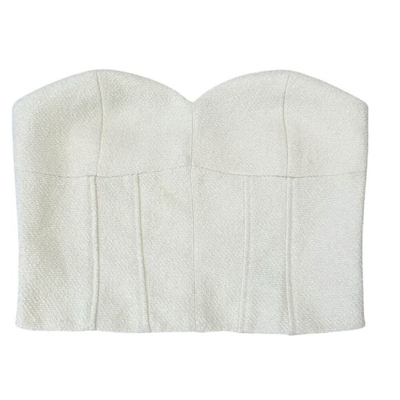 H&M Bustier Lined Corset Cream Women Top Old Money Style Office Wear Casual S - Picture 5 of 10